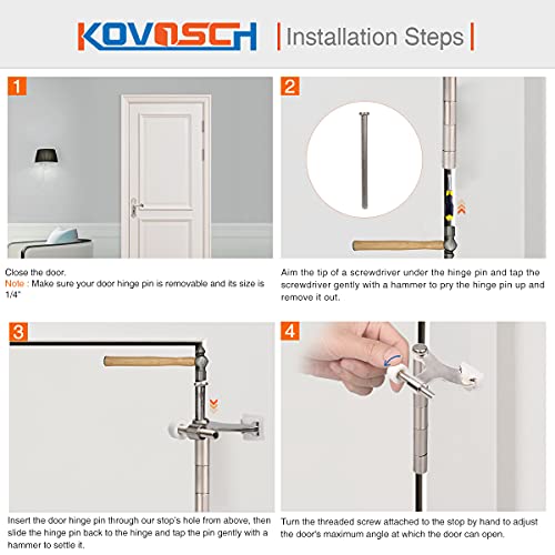 KOVOSCH 2 Pack Satin Nickel Adjustable Heavy Duty Hinge Pin Door Stopper