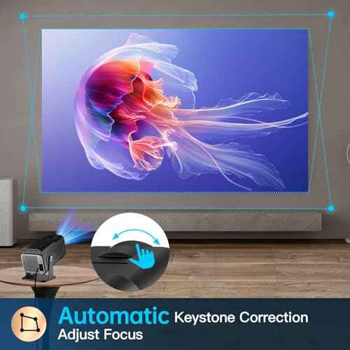 [180¡ÆAdjustable Stand]HIPPUS Smart Mini Projector with WiFi and Bluetooth, Full HD 1080P, Auto Keystone, Portable Ceiling Projector,Wifi 6,Android 11.0 (Black)