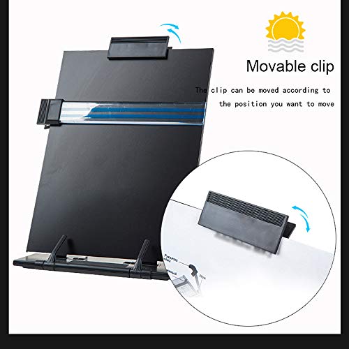 Boxtree Desktop Document Holder with Adjustable Positions and Clip, Black