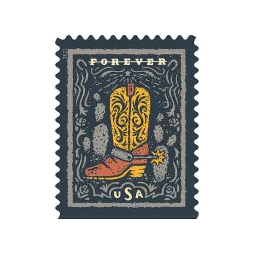 Western Wear 2021 (Book of 20) First-Class Mail Forever Postage Stamps (Cowboy Hat, Belt Buckle, Cowboy Boot with Spur, Western Shirt)