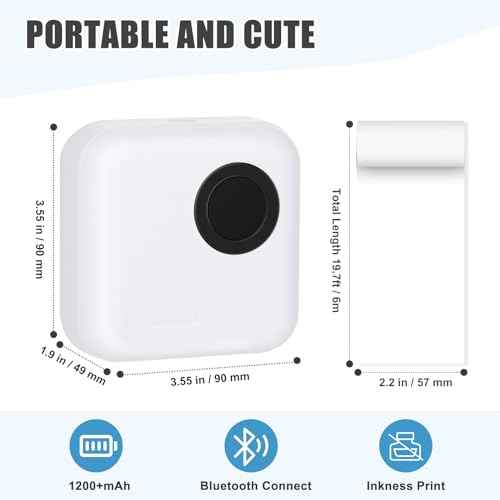 Mini Sticker Printer Thermal Printer with 10 Rolls Papers and Stickers for Picture, Receipt, Notes, Lists, Label, Memo, Sticker Portable Printe for iOS&Android