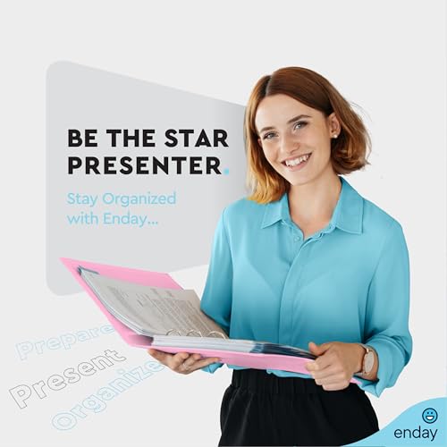 Enday Pink 1.5 Inch 3-Ring Binder with Clear View Cover & Pockets
