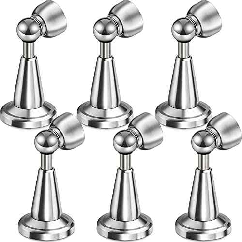 Blulu 6 Pack Door Stoppers Magnetic Door Catch Magnetic Doorstops Stainless Steel Wall Mount Doorstops for Wall and Floor Mounting