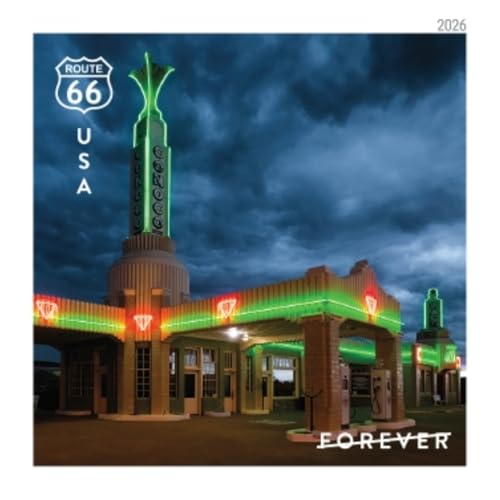 USPS Route 66 2026 16-Stamp Sheet - 100th Anniversary, First-Class Forever Postage