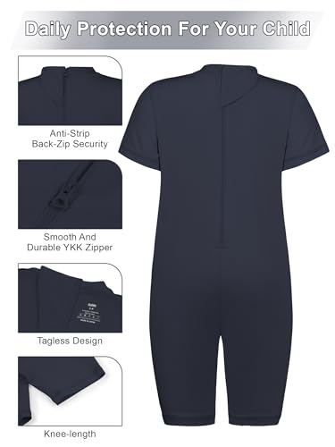 Kids Unisex Navy Back-Zip Adaptive Romper 5-6 Years for Autism & Special Needs