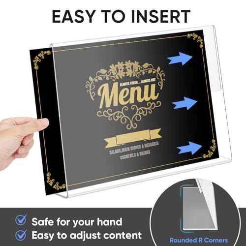 TICONN 11 x 8.5 Acrylic Sign Holder, L Shape Clear Sign Stand for Displaying, Plastic Paper Holder for Office, Store, Restaurant (Horizontal 12 Pack)