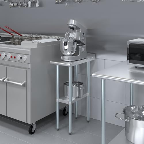 AmGood 24in x 12in Stainless Steel Work Table with Backsplash, NSF 18-Gauge Top, Adjustable Undershelf