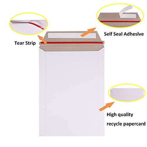 Self Seal 9x12 Inch Photo & Document Mailers - White, 100 Pack