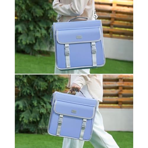 3" D-ring Zipper Binder with 700+ Sheets Capacity, 3-ring Zip Up Binder with Shoulder Strap for School, College, Office, Compatible with 13" MacBook & 12.9" Tablet (Light Blue)