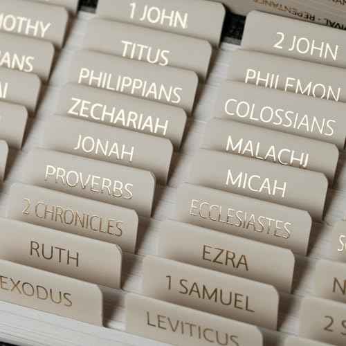 UPAFEXXI-Laminated Bible Tabs with Book Summaries(Gold Foil Embossed Lettering), Bible Tabs for Women and Men, Reposition Large Print Stickers, Easy to Read, 80Chapters Labels for Easy Navigation