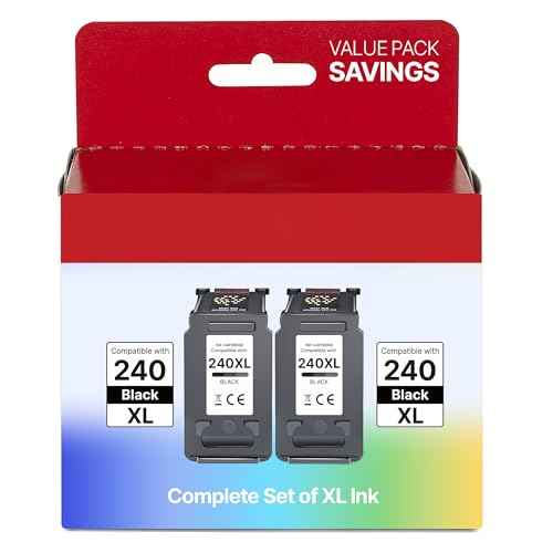 240xl Black Ink Cartridge Replacement for Canon 240XL Black Ink Cartridge for PG-240XL for Canon PIXMA MG3620, MG2120, MG3120, MG4120, MG2220, MG3220, MG3520, MX472, TS5120 (2 Black)