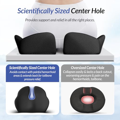 Donut Tailbone Pillow 6-Inch Memory Foam Sedentary Cushion for Sciatica & Postpartum Relief
