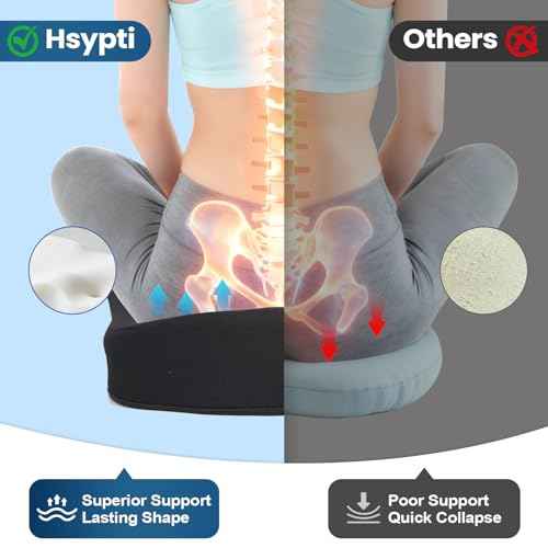Hsypti Seat Cushion, X Large Memory Foam Cushions for Office Chair, Thick Ergonomic Chair Cushions for Sciatica Pain Relief & Tailbone, Car Seat, Long Sitting Office Workers, Car Drivers