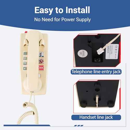 Wall Phone for Home, Corded Wall Home Phone with Adjustable Call Volume & 3 One-Touch Dialing for Seniors, Telephone Landline Phones with Mechanical Ringer Indicator for Elderly, Beige
