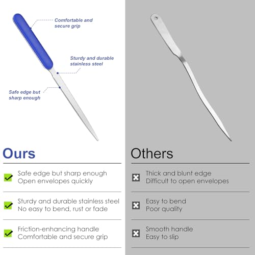 7 Pack Letter Opener Set, 7.5 Inch Stainless Steel Envelope Slitter, Efficient Mail Opener Tool Ideal for Office and Home Use