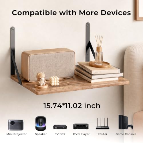 Ztounk 15.75 x 11.02 Inch Large Wall Mount Shelf for Projectors, Routers, Gaming Consoles
