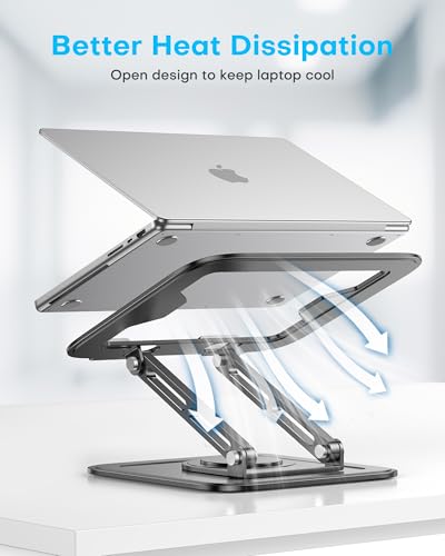 LOXP Adjustable Laptop Stand - Classic Black, 360° Rotating, Foldable & Portable