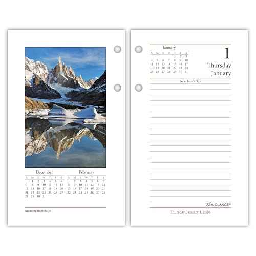 AT-A-GLANCE 2026 Desk Calendar Refill, Daily, 3-1/2" x 6", Standard, Loose-Leaf, Photographic (E4175026)