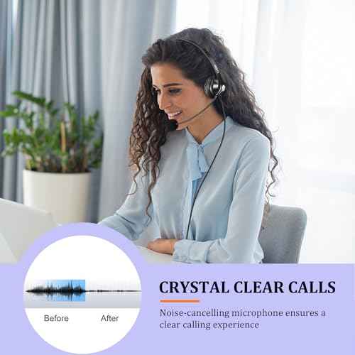 Callez Yealink Phone Headset RJ9 Wired Telephone Headset with Microphone Noise Cancelling Compatible with Yealink T46S T48S T42S T21P T33G T27G T23G T46G T53W T54W Avaya 9611 9608 J179 Grandstream