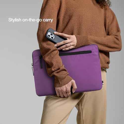 Incase Compact Laptop Sleeve with Flight Nylon - 16 Inch MacBook Pro and Laptop Case ? Slim Computer Sleeve with Faux Fur Lining, Front Accessory Pocket with Zipper - Nordic Mauve