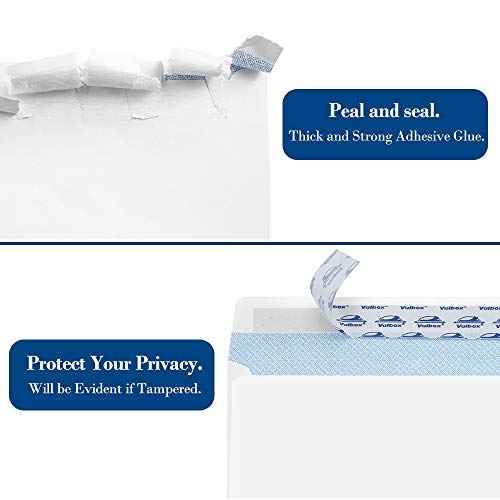 ValBox 500 Count #10 Security Self-Seal Envelopes Windowless Design Security Tint Pattern for Secure Mailing 4-1/8x9-1/2",White Business Envelopes