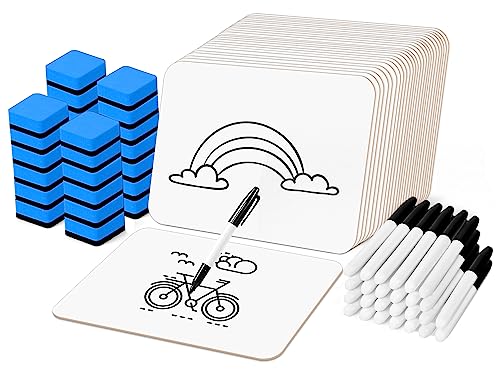 PANDRI 26-Pack Dry Erase Boards with 26 Markers & Erasers - 12.5x9 Inches Classroom Set