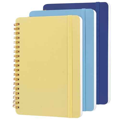 Utron 3 PCS Small Spiral Notebook 5x7, Notebooks for Note Taking, Blue Color Scheme Spiral Journal Notebook, Work Notebook Small Notebooks 5x7 with Strap, Cute Notebooks for Women 70 Sheets/Note Books