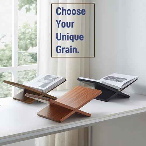 Solid Wooden Book Stand for Desktop Display & Reading ?15.7" x 9.4" x 5.7¡± Extra Large Wood Open Book Holder for Cookbook, Bible, Recipe, Textbook, Magazine (Solid Black Finish Wood)