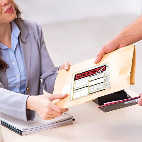 1000 Pcs Packing Slip Envelope Pouches Clear Self Adhesive Shipping Label Sleeves Waterproof Packing List Envelopes Pockets Top Loading Shipping Pouches Enclosed Bags (Red,7.5" x 5.5")