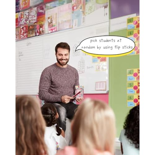 Flip Name Sticks with Metal Box and Sticker, 36Pcs Talking Flip Name Sticks for Classroom Management, Teacher Essentials Student Educational and Learning Activities (Pencil)