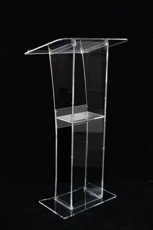 EastSideHX Portable Lectern Podium Stand with Storage Shelf,Acrylic Clear Pulpits for Speeches, Churches, Classrooms, Meeting Rooms,Wedding Ceremony Platforms and Exhibition Rooms