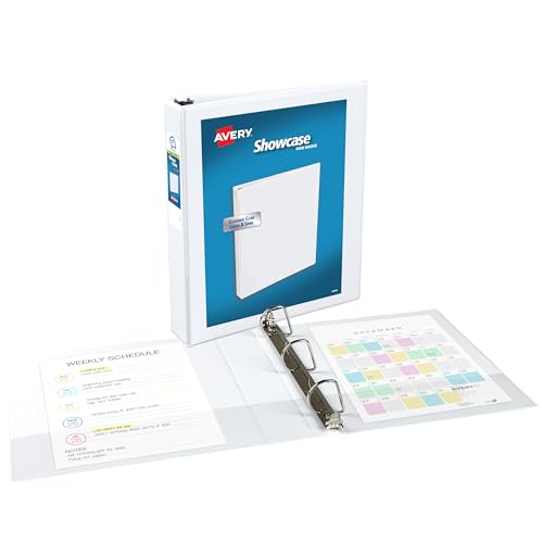 Avery Showcase 1.5-Inch Slant Ring Binder - White, Light Use, 375 Sheets
