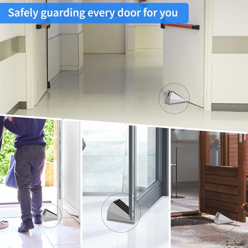 Mzsyxxm Silver 2 Pack Heavy Duty Door Stoppers for Bottom of Door, Spring-Loaded Wedge