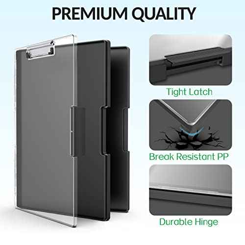 Sooez Clipboard with Storage, Heavy Duty Cleaview Clip Boards 8.5x11 with Dual Storage, Dry Erase Plastic Nursing Clipboard, High Capacity Clipboards Folder for Teacher Nurse, School & Office Supplies
