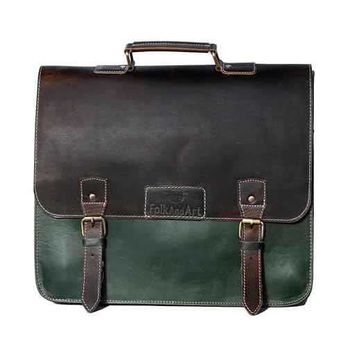 Genuine Leather Laptop Bag for Office & Travel-Handmade Vintage Briefcase,Messenger Bag,Leather Work Bag with Shoulder Strap