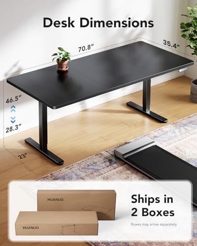 HUANUO 71 x 35 Inch Electric Standing Desk with Brushless Motor, Black
