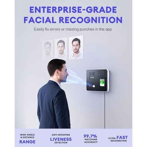 NGTeco Time Clocks for Employees Small Business with Face, Finger Scan, RFID and PIN Punching in One, MB2 Office Time Card Machine Automatic Punch with APP for iOS Android (0 Monthly Fee)