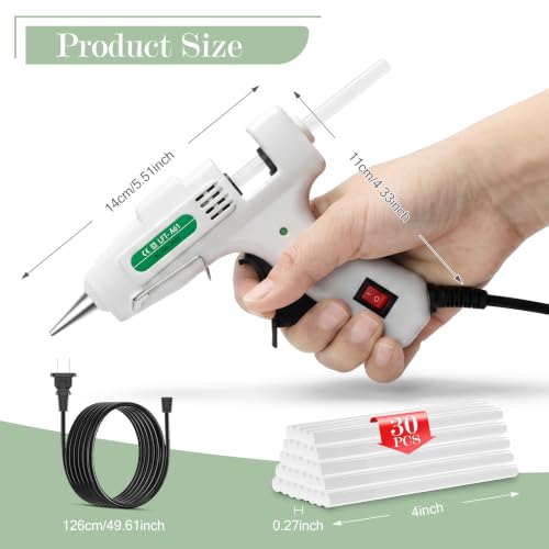 Krightlink White Mini Hot Glue Gun Kit with 30 Strong Glue Sticks, 20W Fast Heating