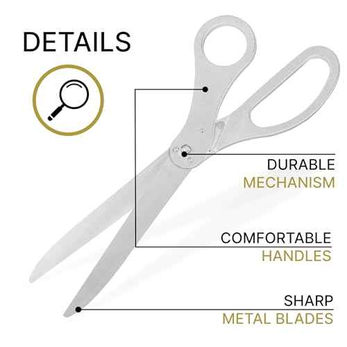 25" White Ceremonial Scissors ? Giant Ribbon Cutting Scissors for Grand Opening Large Shears for Ceremony Supplies Big 25 Inch Shears for Events Ribbon and Decorations Kit