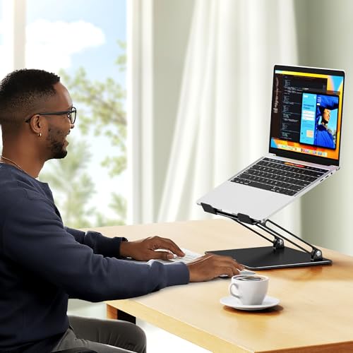 BESIGN A-Classic Black LS10 Laptop Stand for Desk, Adjustable & Foldable