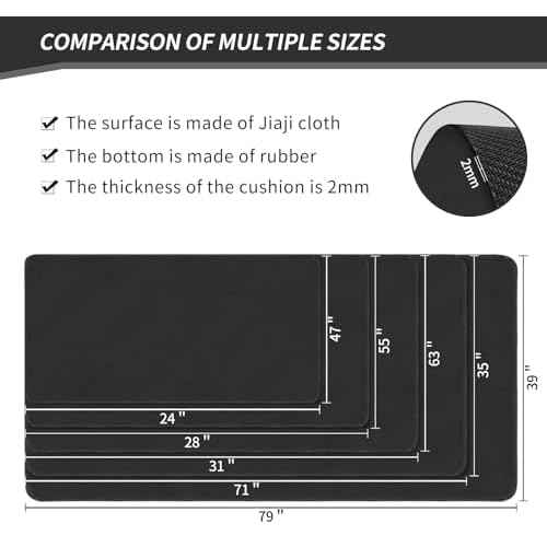 Large Tabletop Game Playmat, Water and Stain Resistant Non-Slip Desk Mat, Mahjong and Card Game MAT with Thick Stitched Edge, Cushioned Rubber Base (140 * 70cm*2mm) Black
