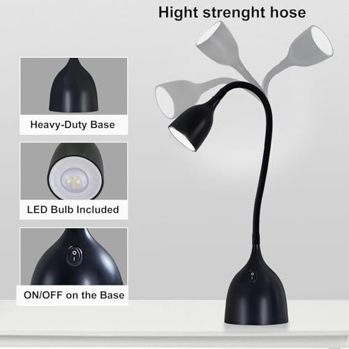 EJIAXIN Black LED Desk Lamp - Flexible Gooseneck Reading Office Light