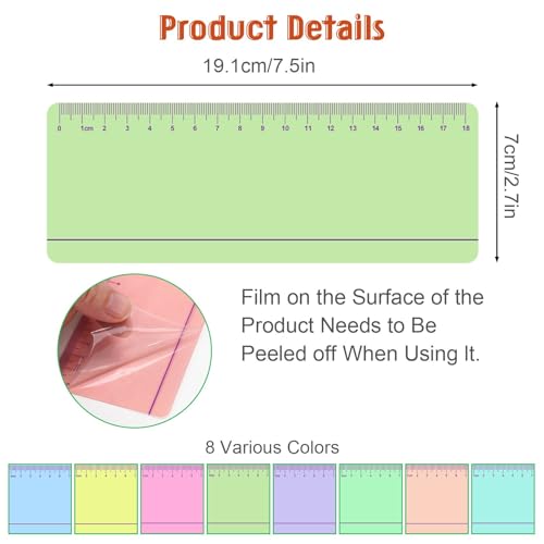 Kids Guided Reading Strips Set - 8 Colored Overlays with Ruler for Dyslexia ADHD