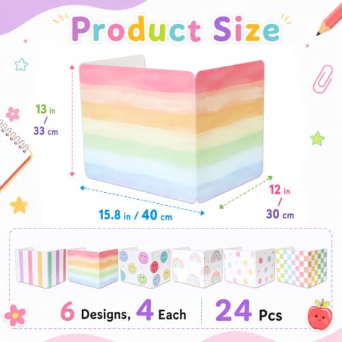 24 Pack Classroom Desk Privacy Shields - Folding Study & Test Dividers