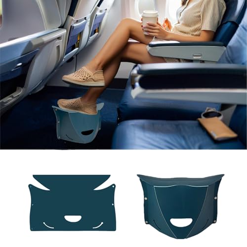 Travel Footrest for Airplane - Portable Folding Stool in Dark Blue by DISFAT