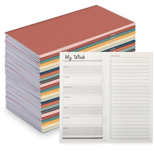 Qilery 50 Pcs 2025-2026 Daily Weekly Planner Bulk Christmas Employee Appreciation Gifts Small Pocket Journal to Do List Goals Notepad for Rad Tech Nurse Team Coworkers Teacher (Bright Color)