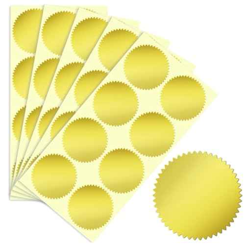 200Pcs Gold Foil Seal Stickers - 2" Diameter for Sealing Awards Embossing Certificates and Envelopes Sticker Seals Embossing Stickers