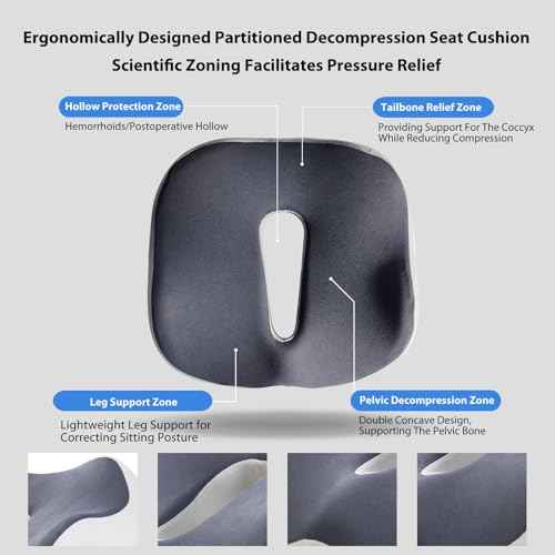 Ergonomic Memory Foam Seat Cushion - Suitable for Office Chairs, car Seats, and wheelchairs. Relieves Tailbone and Hip Pain. Durable and Comfortable.-Double Pink