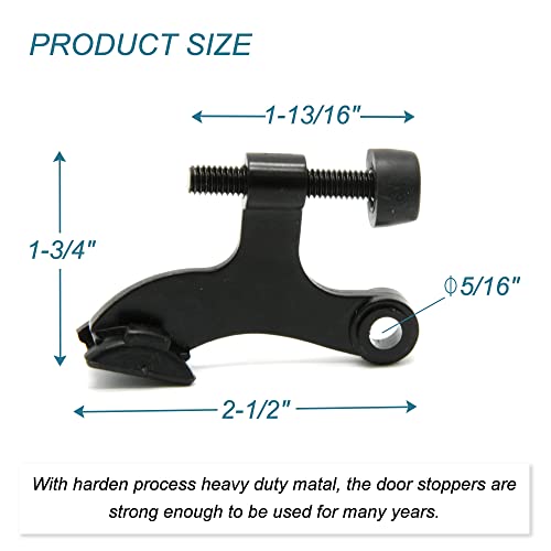 24 Pack Hinge Pin Black Door Stopper, Adjustable Heavy Duty Hinge Pin Door Stop with Black Rubber Bumper Tips