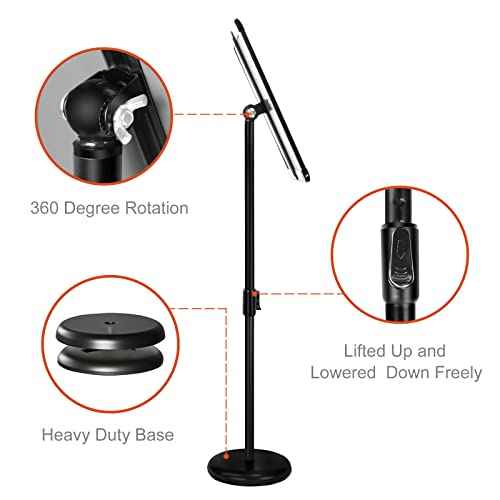 Heavy Duty Floor Sign Stand Adjustable Pedestal Sign Holder Stand, Poster Stand Aluminum Snap Open Frame for 8.5X11 Inches with Heavy Round Base, Both Vertical and Horizontal Sign Displayed